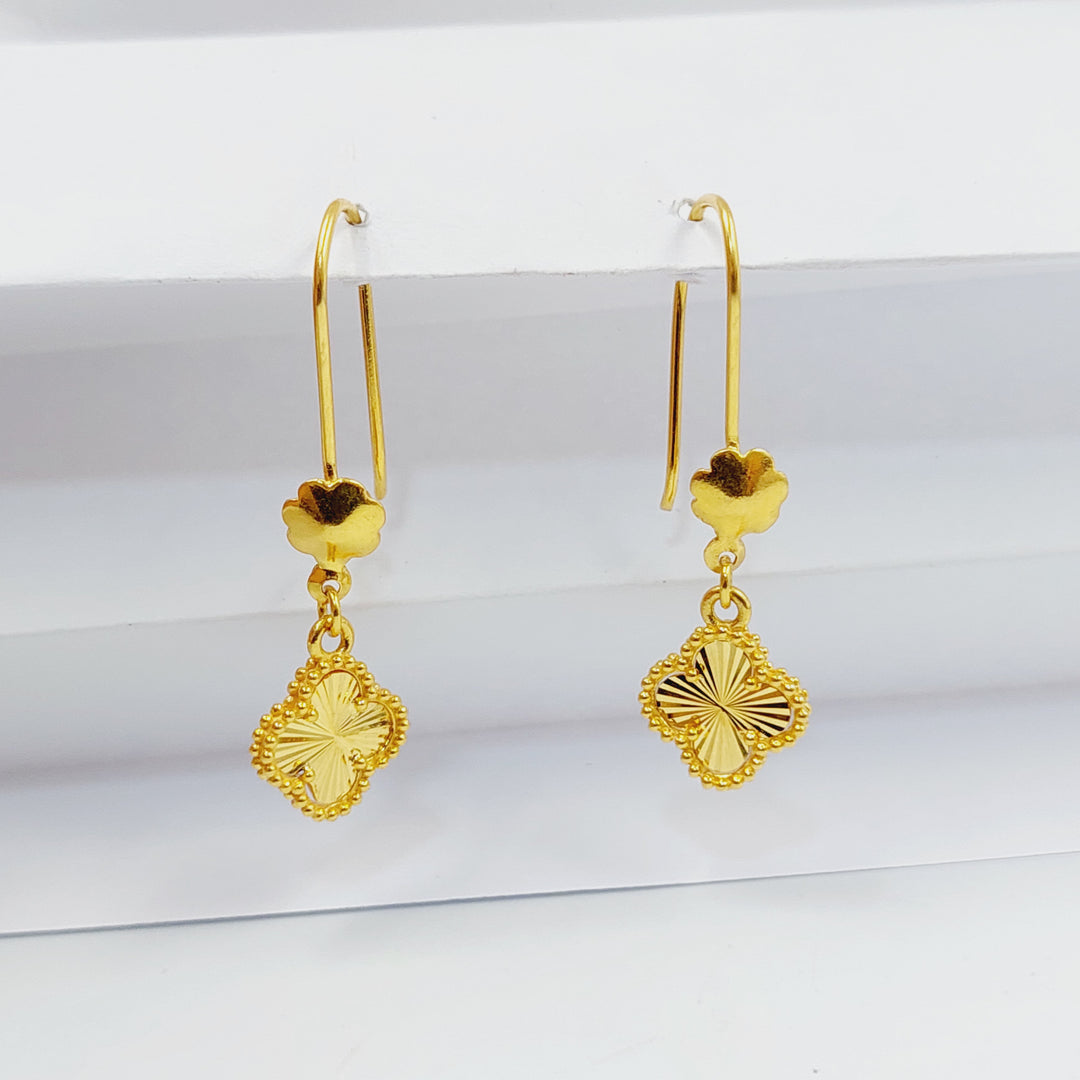 21K Gold CLOVER Earrings by Saeed Jewelry - Image 3