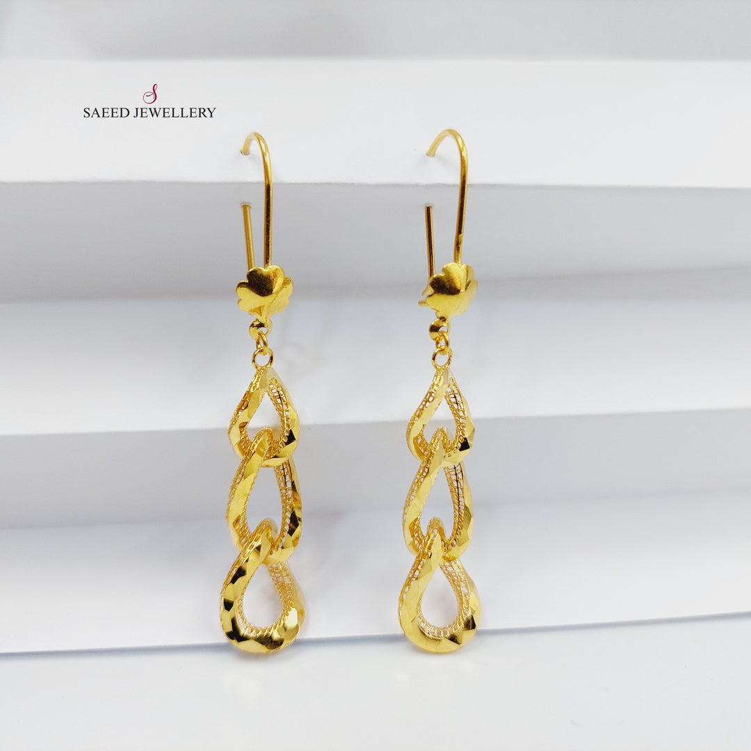 21K Gold Deluxe Cuban Links Earrings by Saeed Jewelry - Image 1