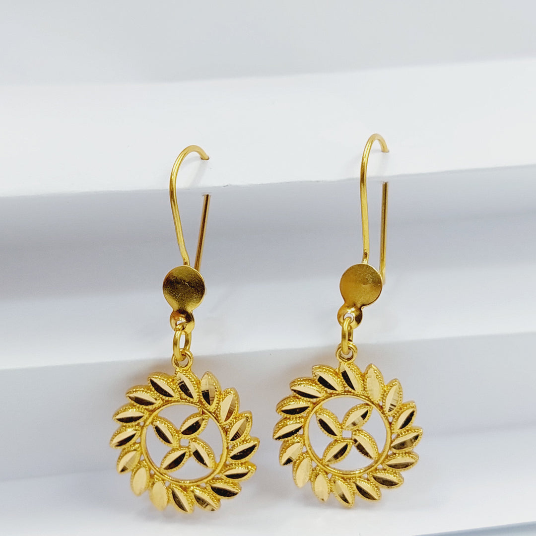 21K Gold Deluxe Leaf Earrings by Saeed Jewelry - Image 4