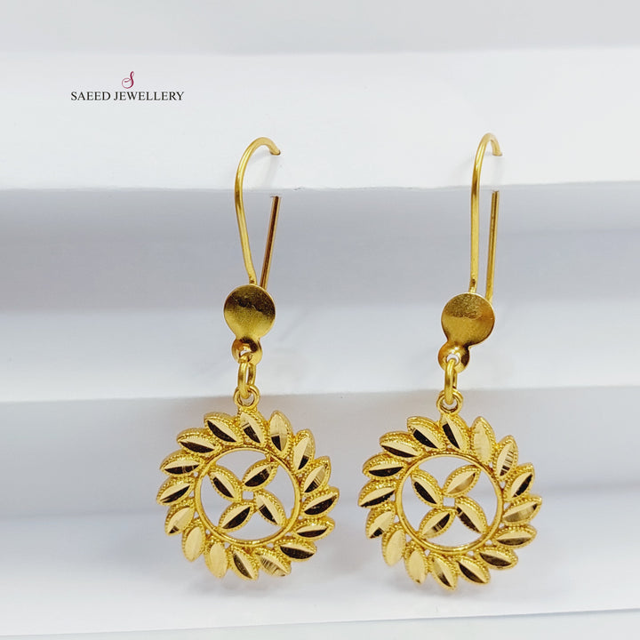 21K Gold Deluxe Leaf Earrings by Saeed Jewelry - Image 1