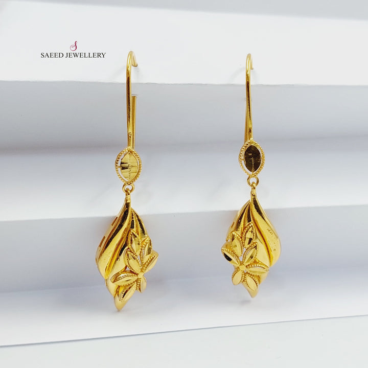 21K Gold Deluxe Leaf Earrings by Saeed Jewelry - Image 1