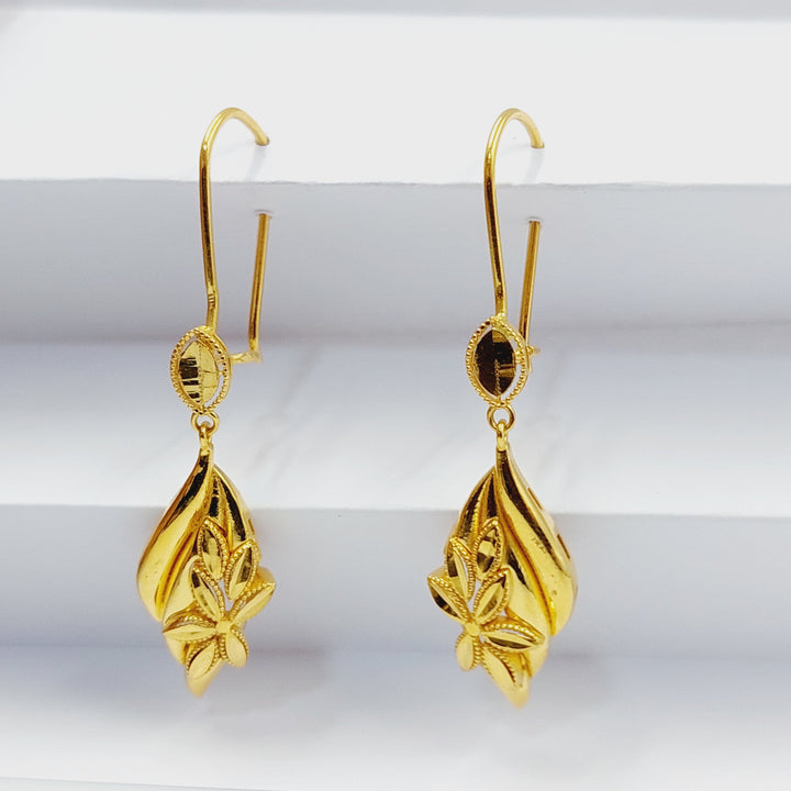 21K Gold Deluxe Leaf Earrings by Saeed Jewelry - Image 4