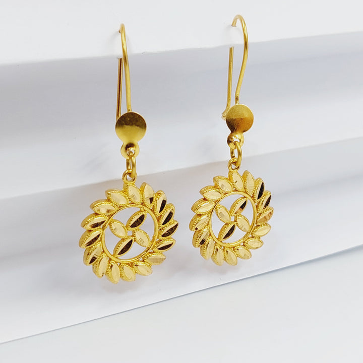 21K Gold Deluxe Leaf Earrings by Saeed Jewelry - Image 3