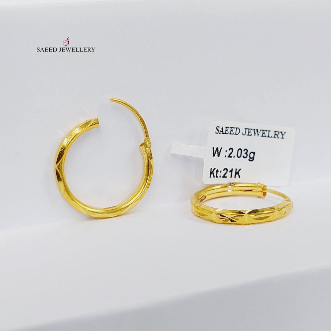 21K Gold Hoop Earrings by Saeed Jewelry - Image 3