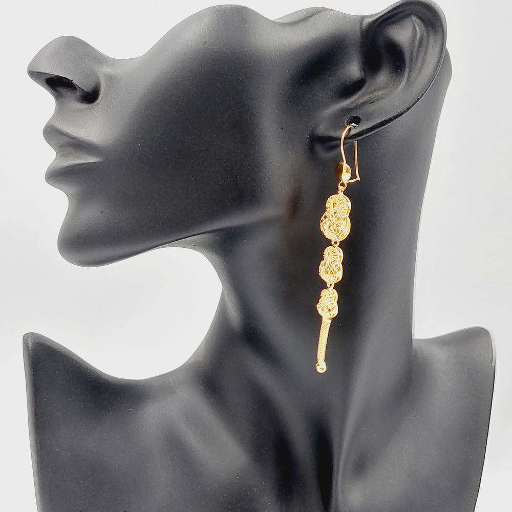 21K Gold Kuwaiti Earrings by Saeed Jewelry - Image 2