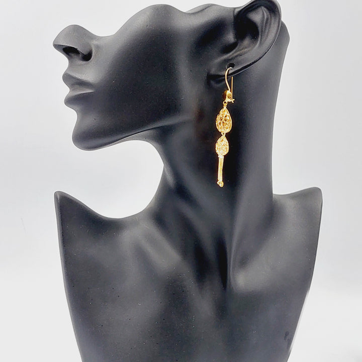 21K Gold Kuwaiti Earrings by Saeed Jewelry - Image 3