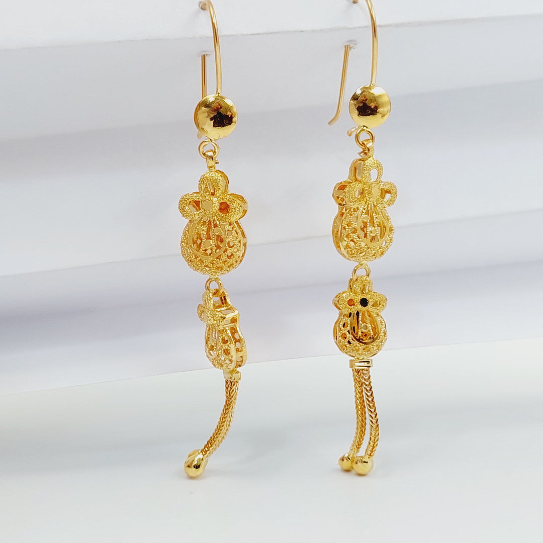 21K Gold Kuwaiti Earrings by Saeed Jewelry - Image 4