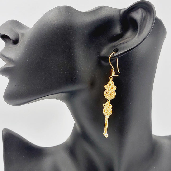 21K Gold Kuwaiti Earrings by Saeed Jewelry - Image 2