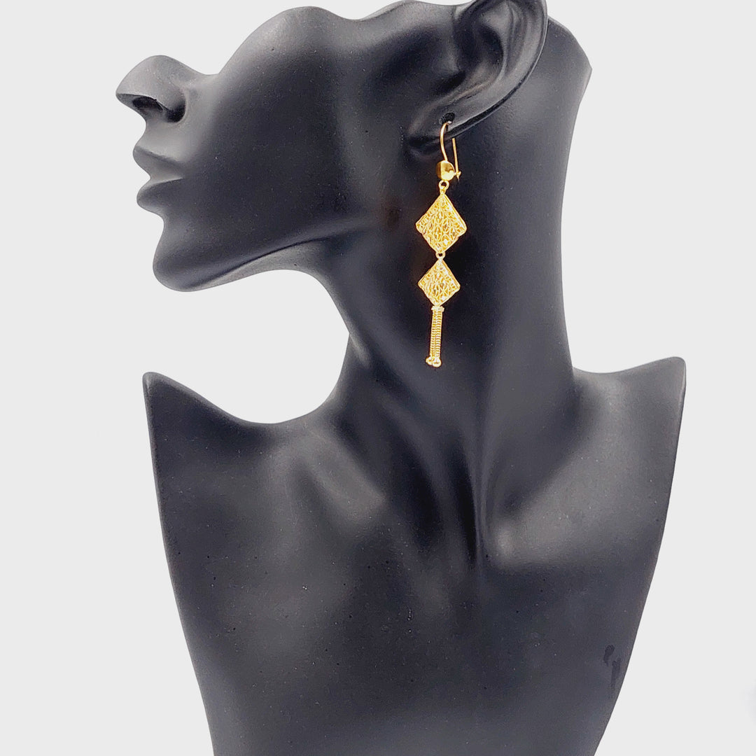 21K Gold Kuwaiti Earrings by Saeed Jewelry - Image 3