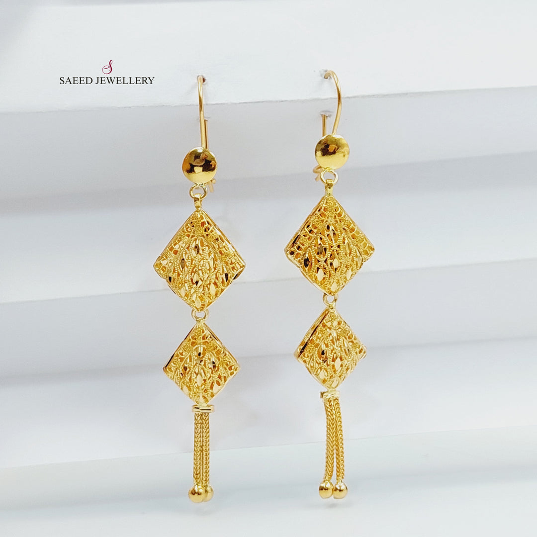 21K Gold Kuwaiti Earrings by Saeed Jewelry - Image 1