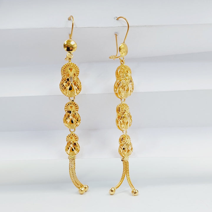 21K Gold Kuwaiti Earrings by Saeed Jewelry - Image 4