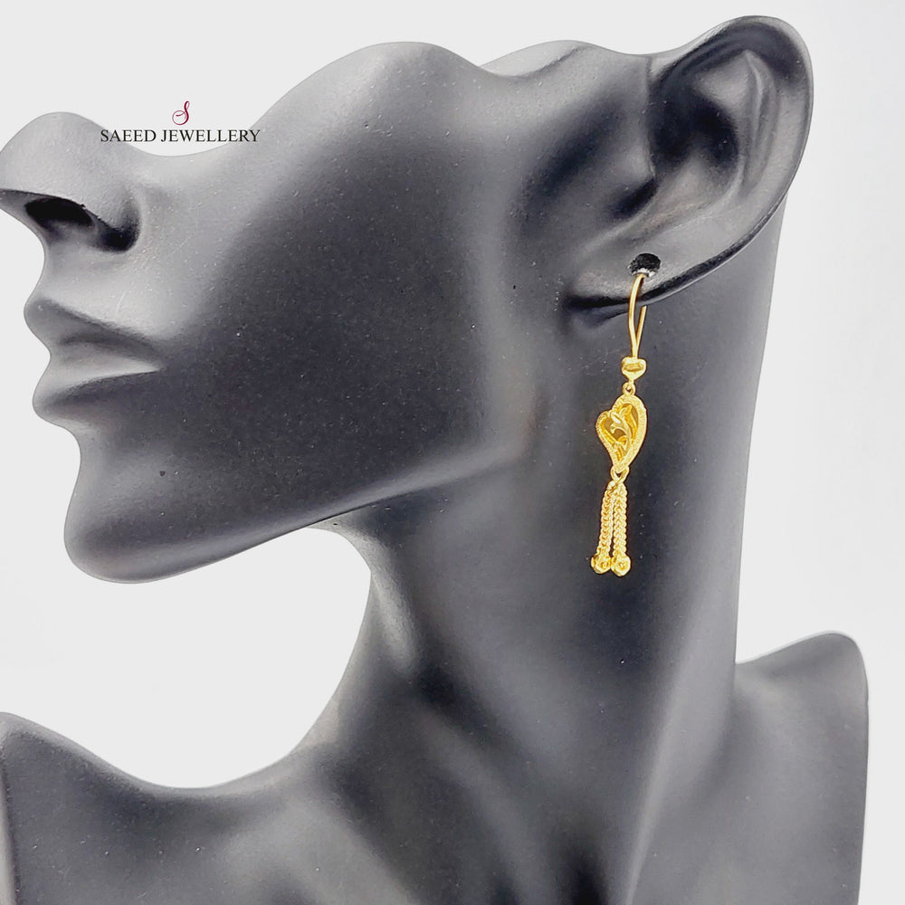 21K Gold Kuwaiti Earrings by Saeed Jewelry - Image 2