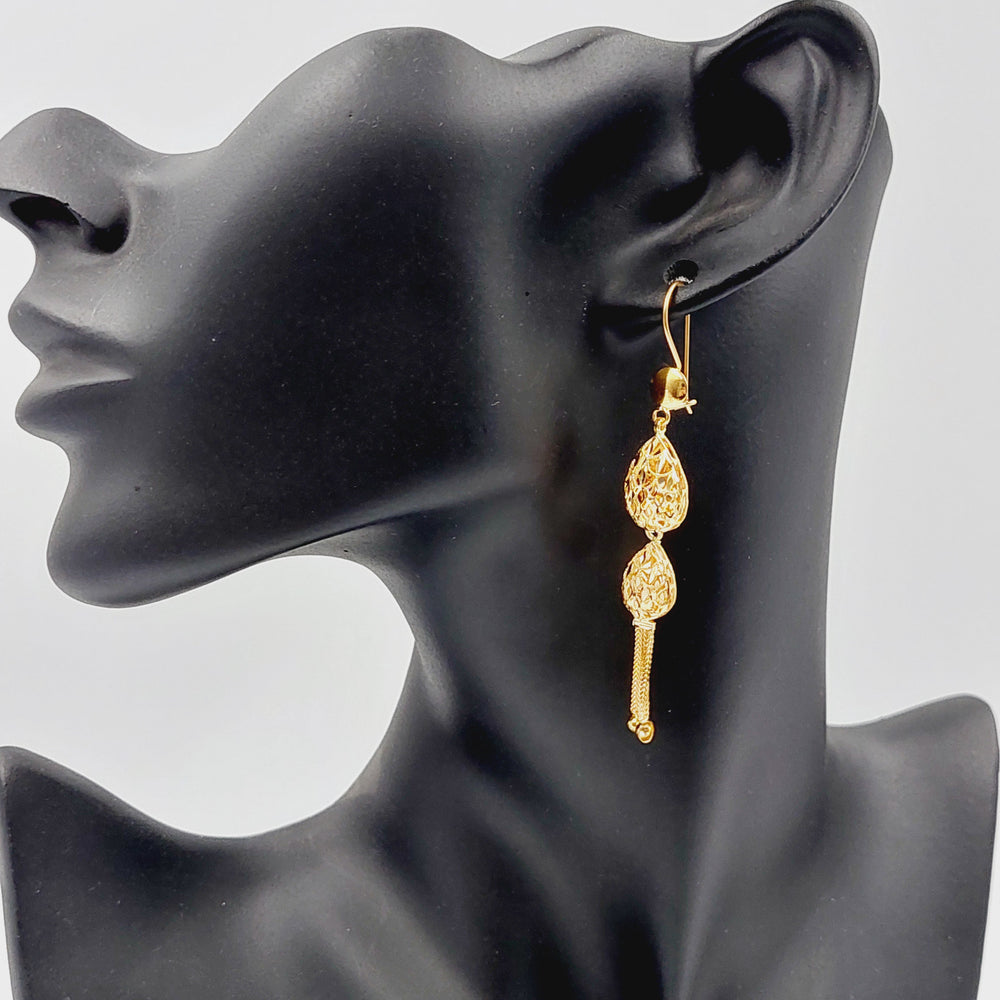 21K Gold Kuwaiti Earrings by Saeed Jewelry - Image 2