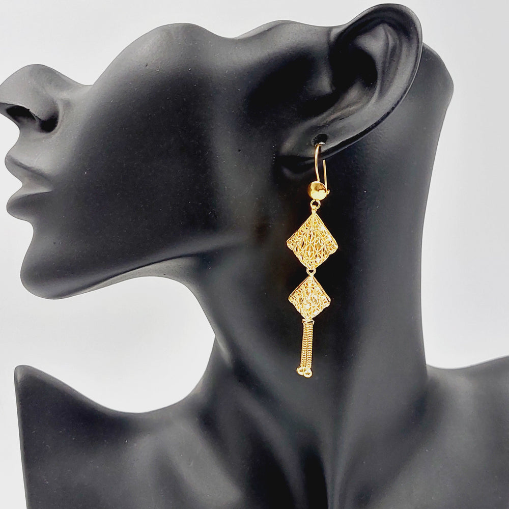 21K Gold Kuwaiti Earrings by Saeed Jewelry - Image 2