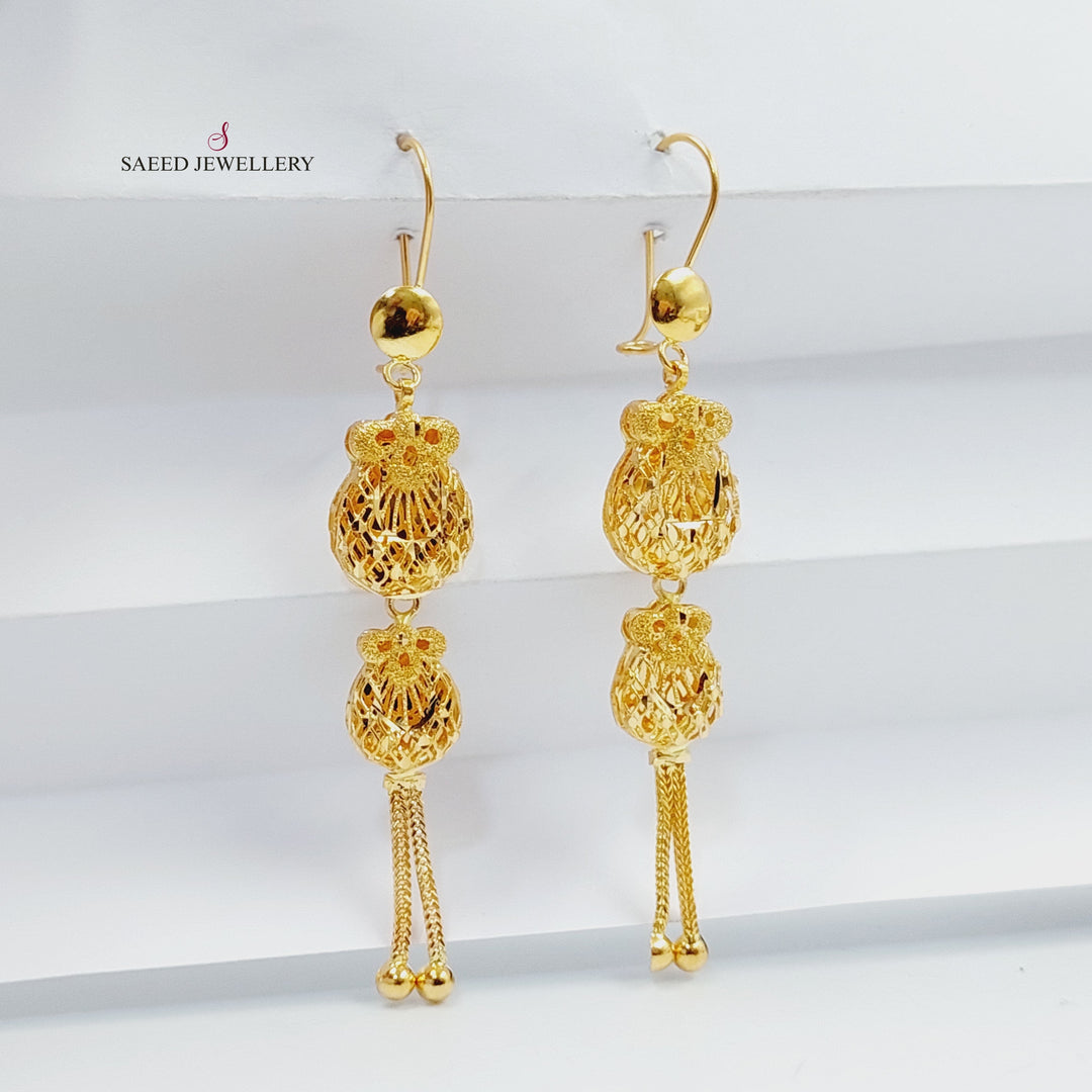 21K Gold Kuwaiti Earrings by Saeed Jewelry - Image 1