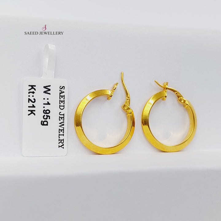 21K Gold Rashadi Hoop Earrings by Saeed Jewelry - Image 3