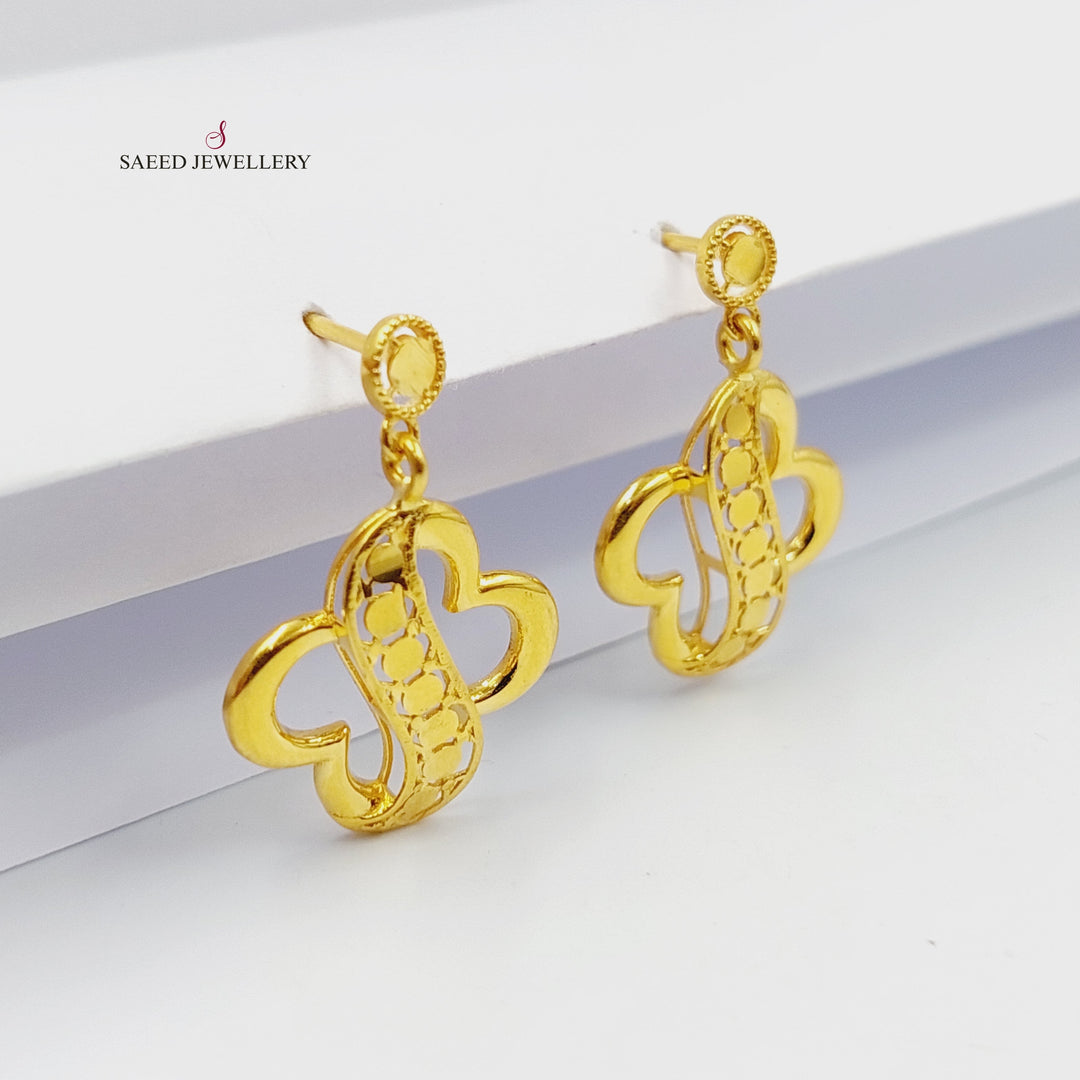 21K Gold Rose Screw Earrings by Saeed Jewelry - Image 1