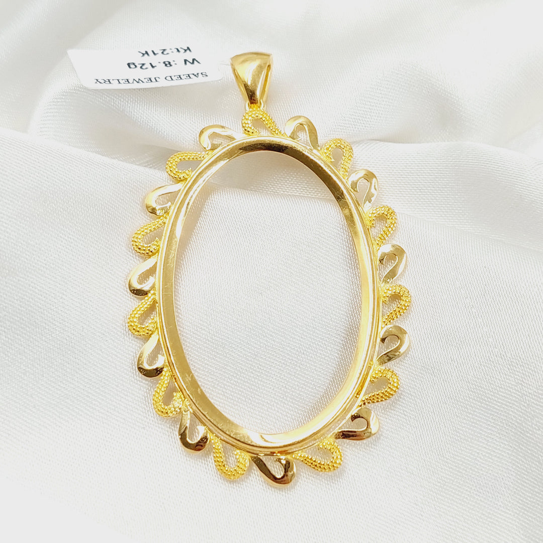 21K Gold Oval Ounce Frame Pendant by Saeed Jewelry - Image 4