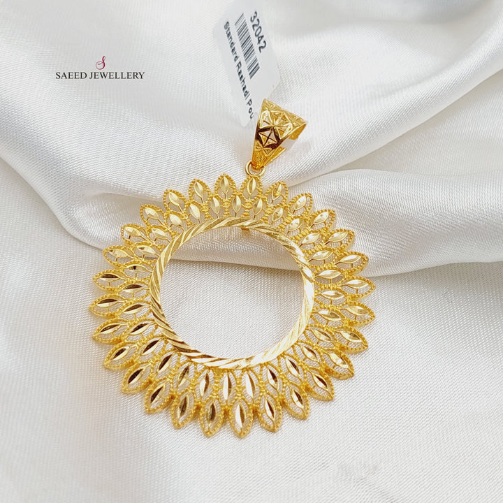 21K Gold Rashadi Liras Frame Pendant by Saeed Jewelry - Image 1