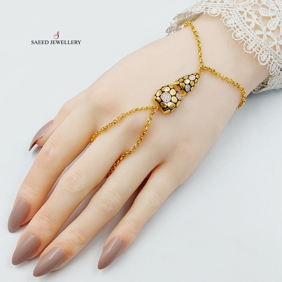 21K Gold Enameled & Zircon Studded Snake Hand Bracelet by Saeed Jewelry - Image 3