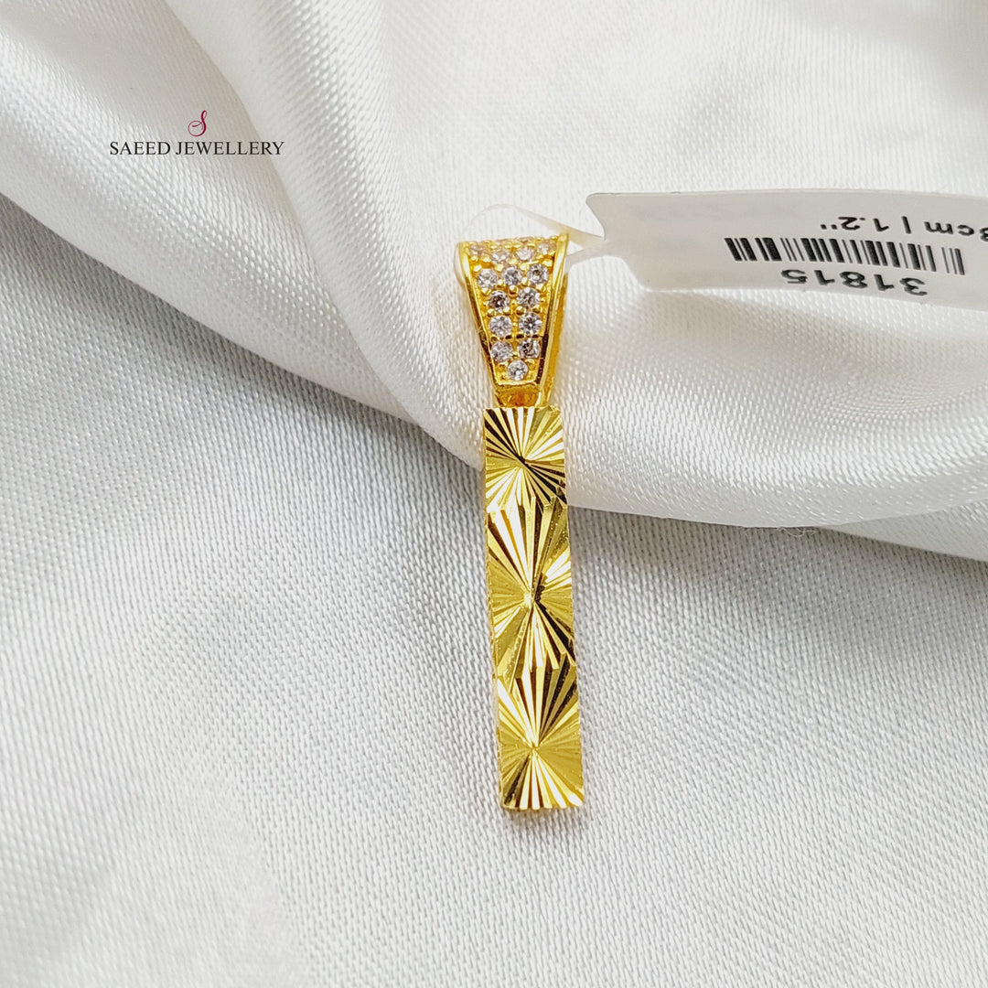 21K Gold Zircon Studded I Letter Pendant by Saeed Jewelry - Image 4