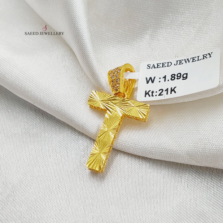 21K Gold Zircon Studded T Letter Pendant by Saeed Jewelry - Image 1