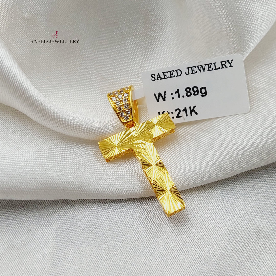 21K Gold Zircon Studded T Letter Pendant by Saeed Jewelry - Image 3