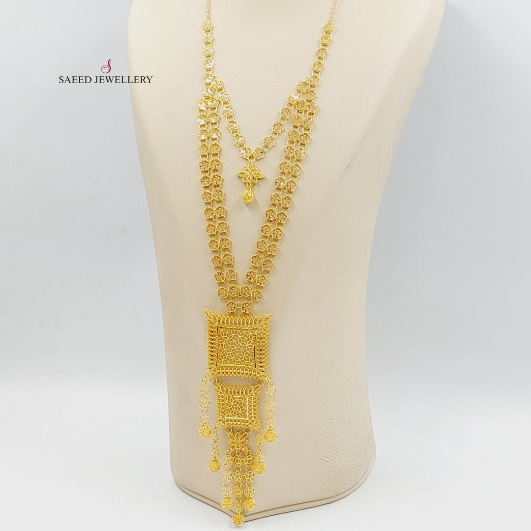 21K Gold Bahraini Long Necklace by Saeed Jewelry - Image 3