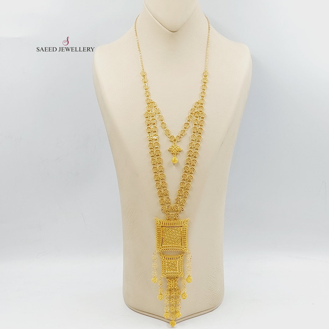 21K Gold Bahraini Long Necklace by Saeed Jewelry - Image 5