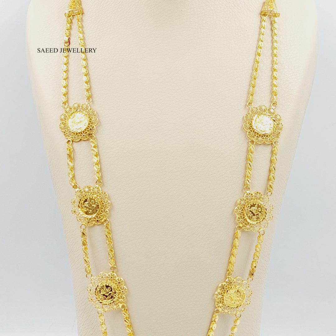 21K Gold Rashadi Long Necklace by Saeed Jewelry - Image 4