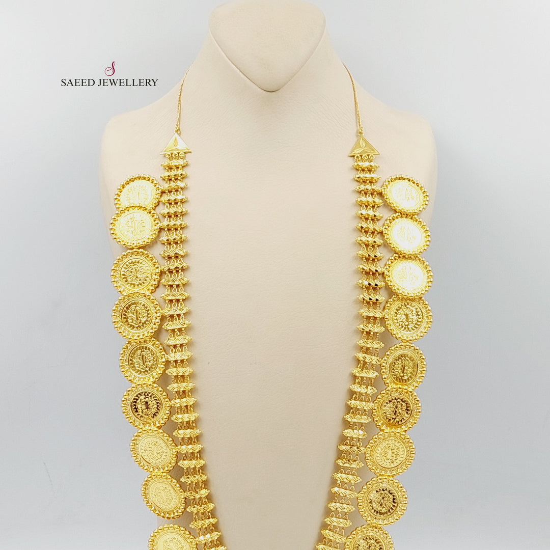 21K Gold Deluxe Rashadi Long Necklace by Saeed Jewelry - Image 6