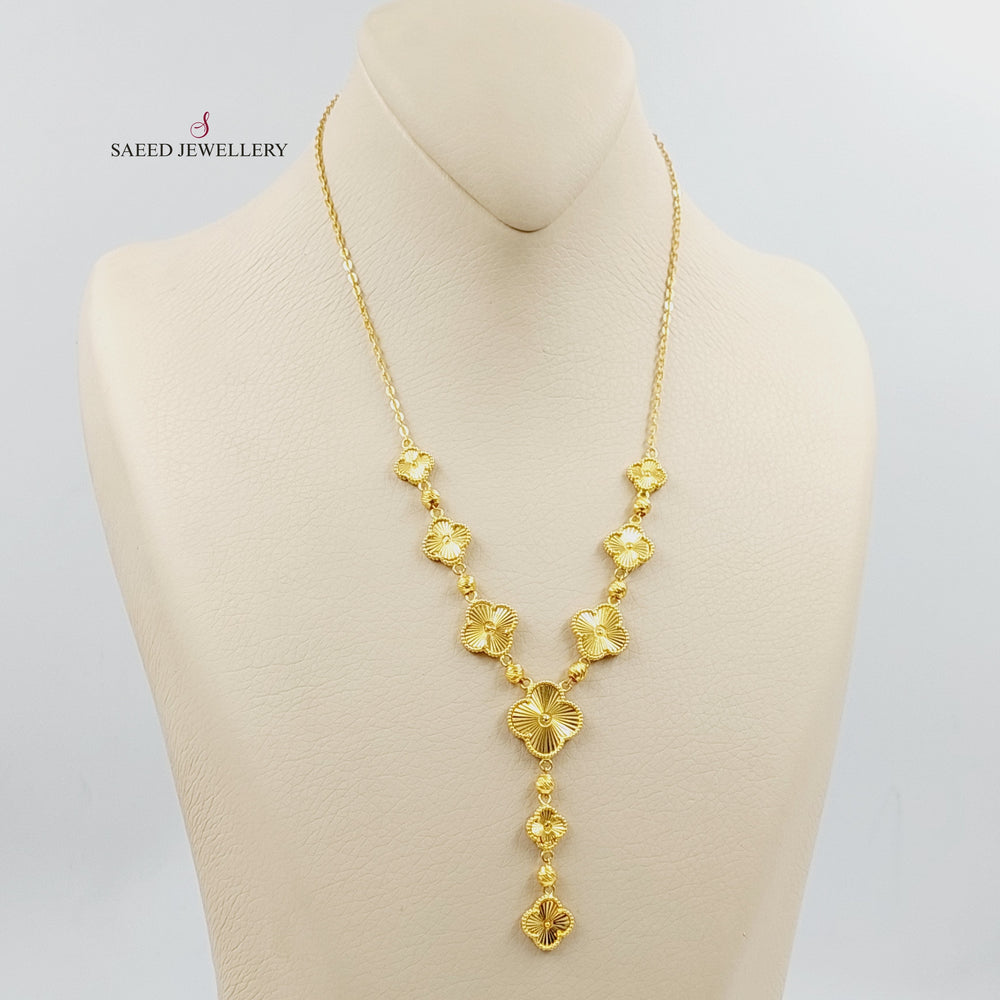 21K Gold Balls Clover Necklace by Saeed Jewelry - Image 2