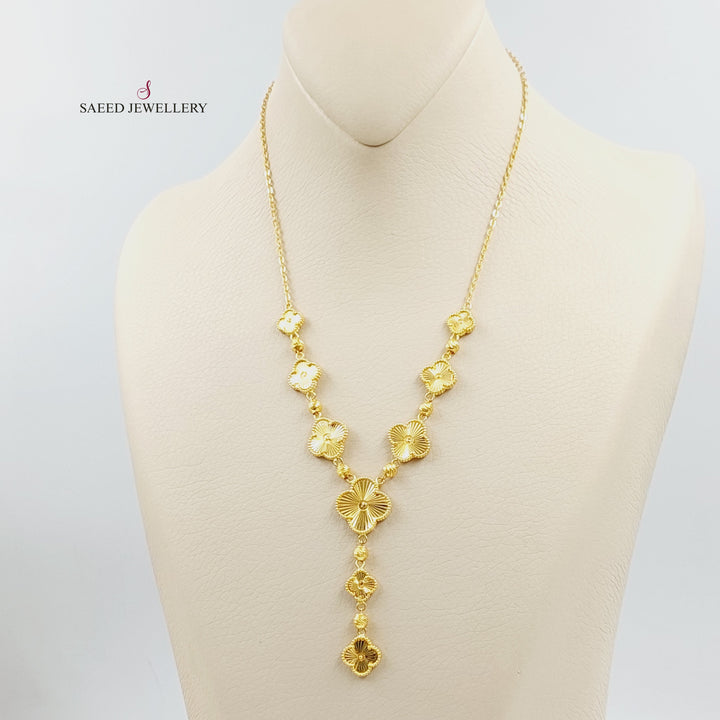 21K Gold Balls Clover Necklace by Saeed Jewelry - Image 4