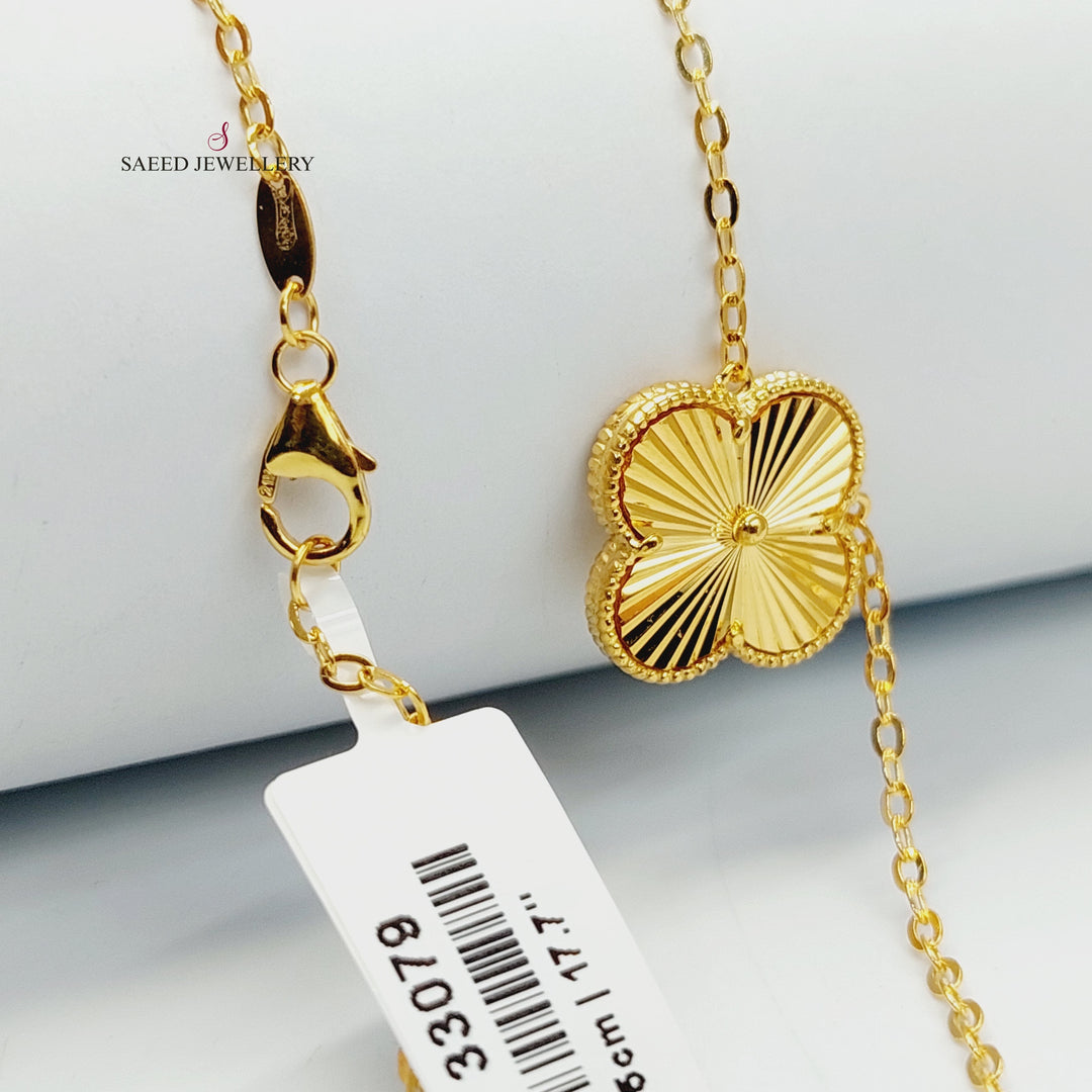 21K Gold Clover Necklace by Saeed Jewelry - Image 3