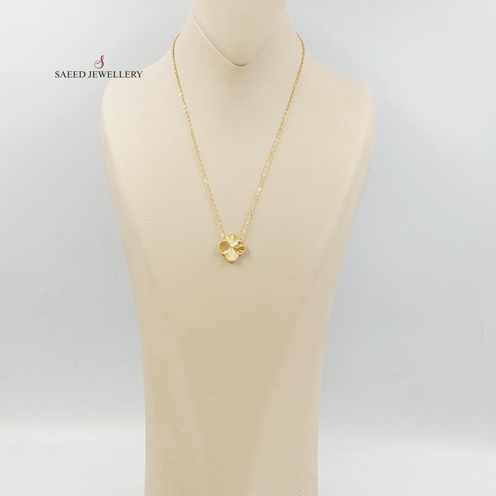 21K Gold Clover Necklace by Saeed Jewelry - Image 4