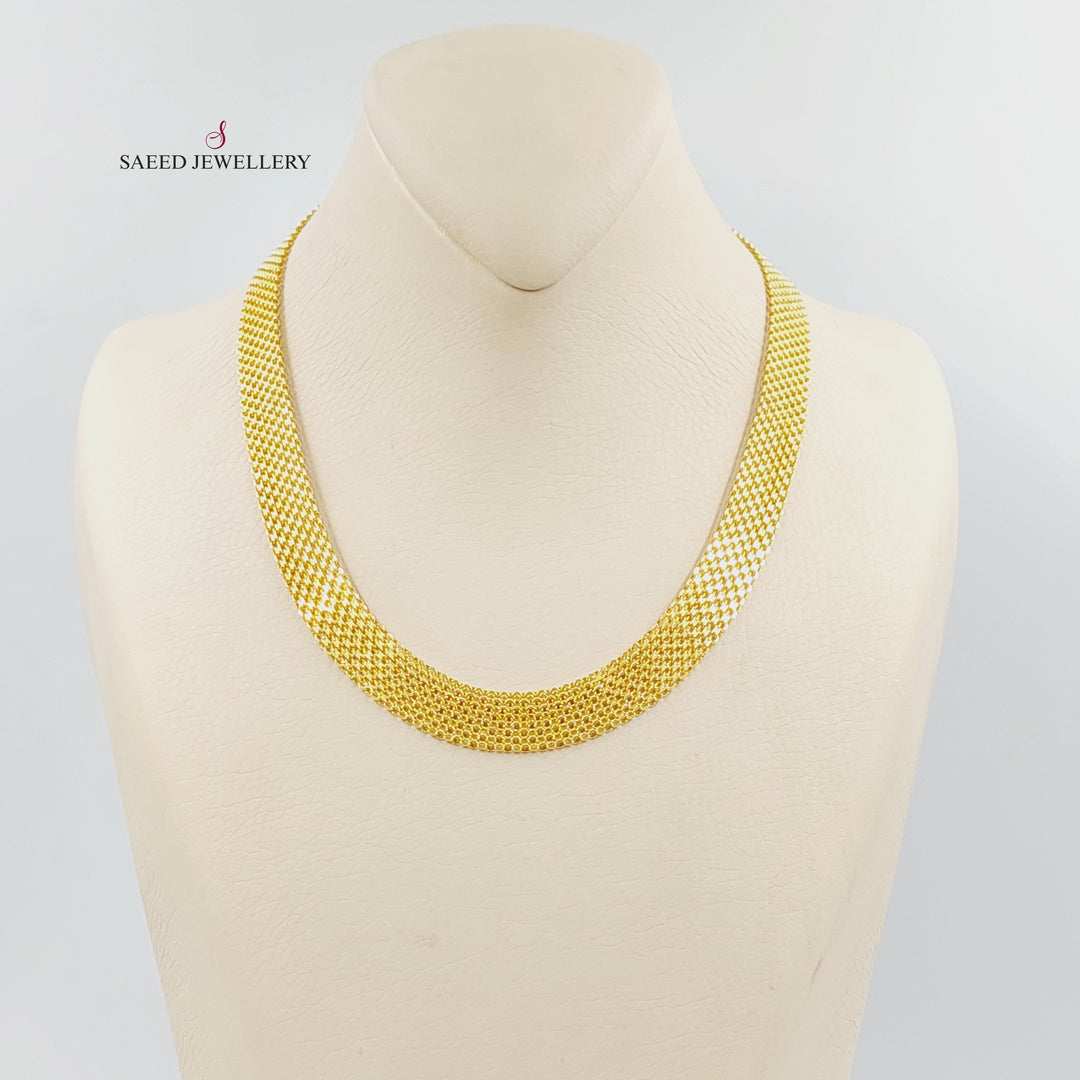 21K Gold Deluxe Flat Necklace 12mm by Saeed Jewelry - Image 1