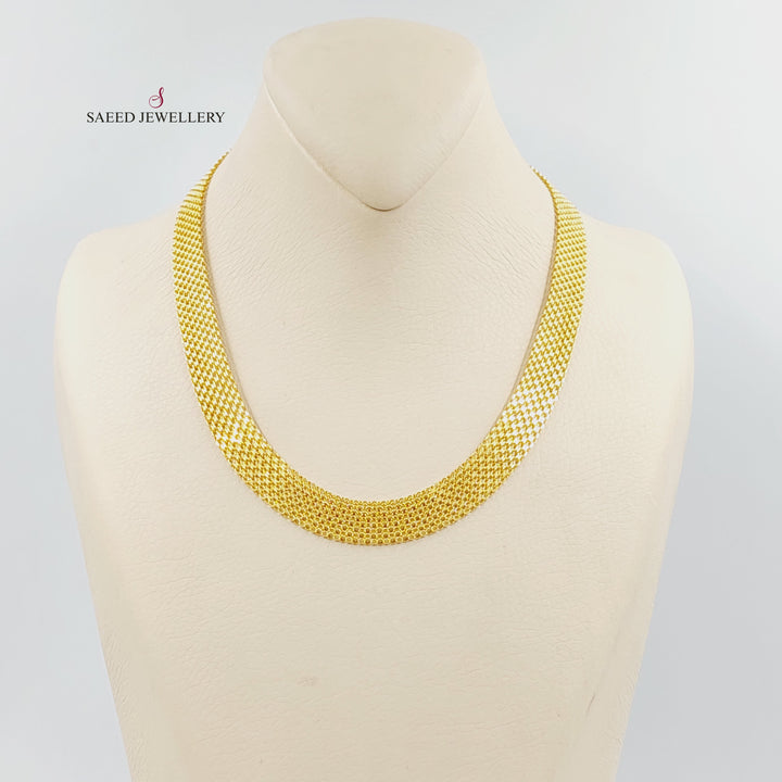 21K Gold Deluxe Flat Necklace 12mm by Saeed Jewelry - Image 1