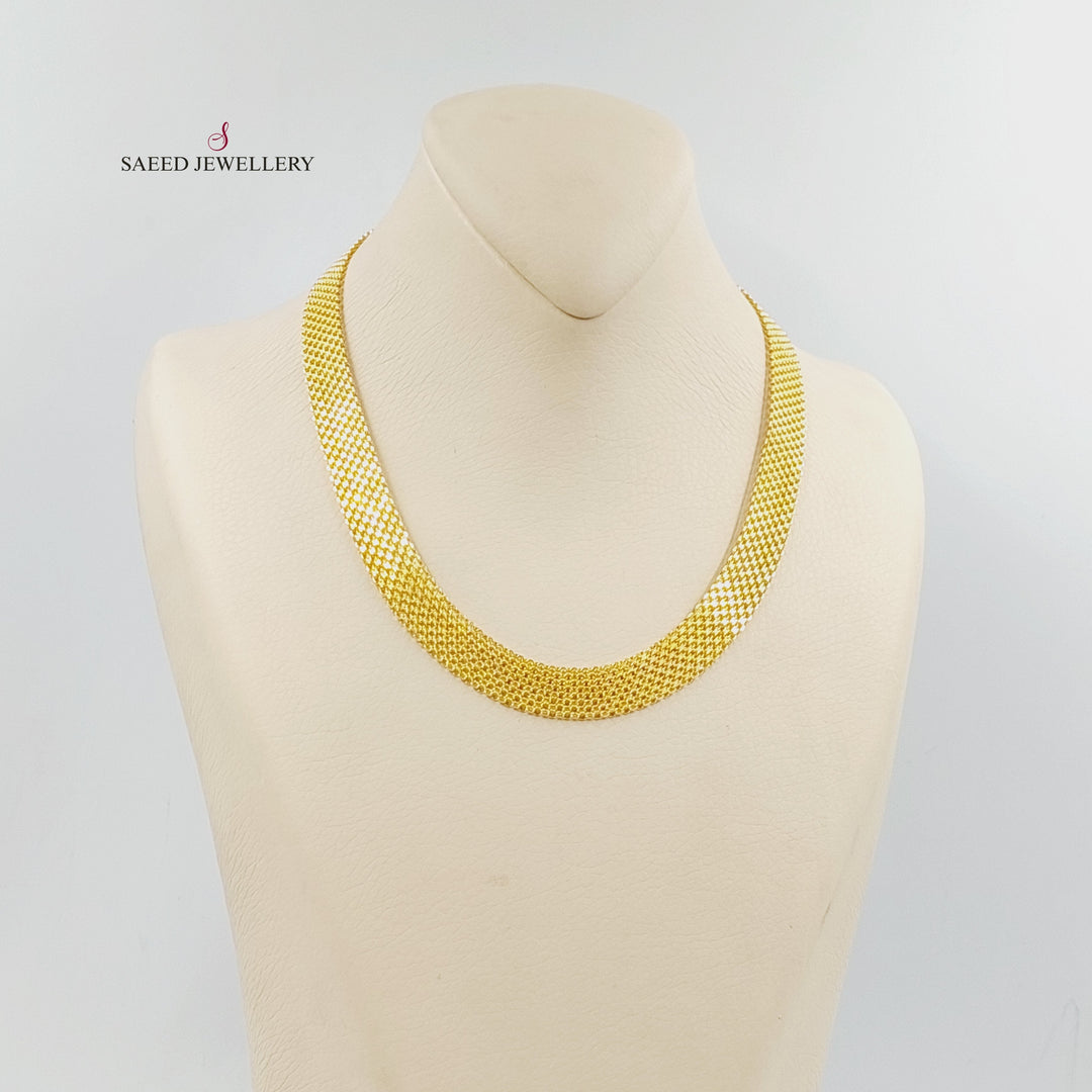 21K Gold Deluxe Flat Necklace 12mm by Saeed Jewelry - Image 2