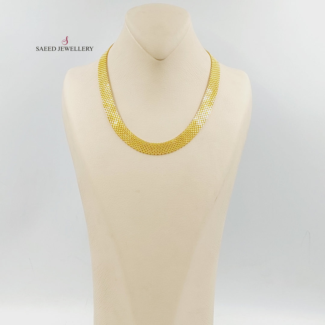 21K Gold Deluxe Flat Necklace 12mm by Saeed Jewelry - Image 4