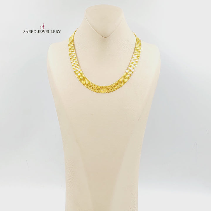 21K Gold Deluxe Flat Necklace 12mm by Saeed Jewelry - Image 6