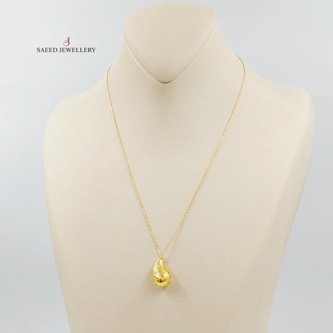 21K Gold Deluxe Almond Necklace by Saeed Jewelry - Image 4