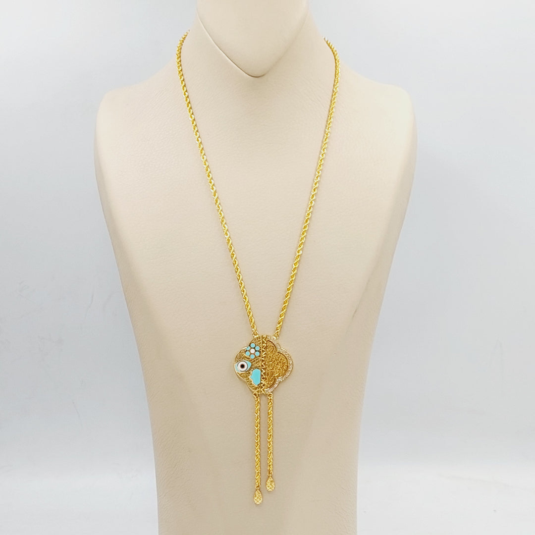 21K Gold Enameled & Zircon Studded Islamic Necklace by Saeed Jewelry - Image 3