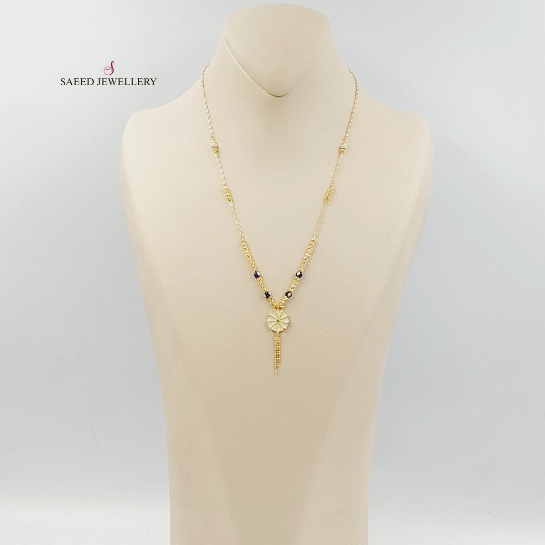 21K Gold Enameled Rose Necklace by Saeed Jewelry - Image 7