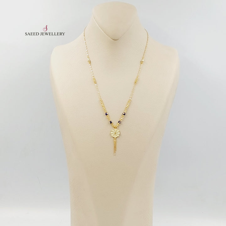 21K Gold Enameled Rose Necklace by Saeed Jewelry - Image 2