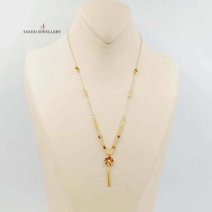 21K Gold Enameled Rose Necklace by Saeed Jewelry - Image 6