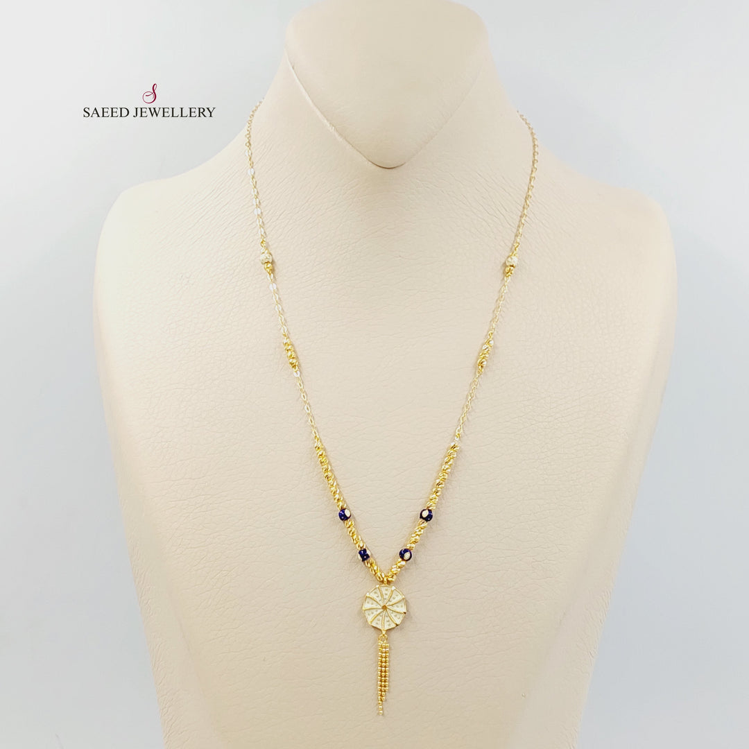 21K Gold Enameled Rose Necklace by Saeed Jewelry - Image 6