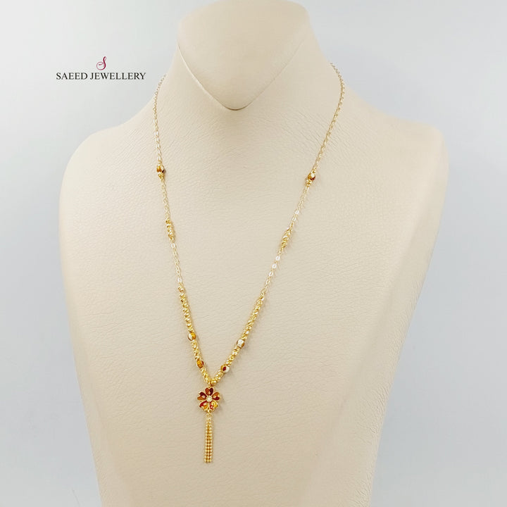 21K Gold Enameled Rose Necklace by Saeed Jewelry - Image 3