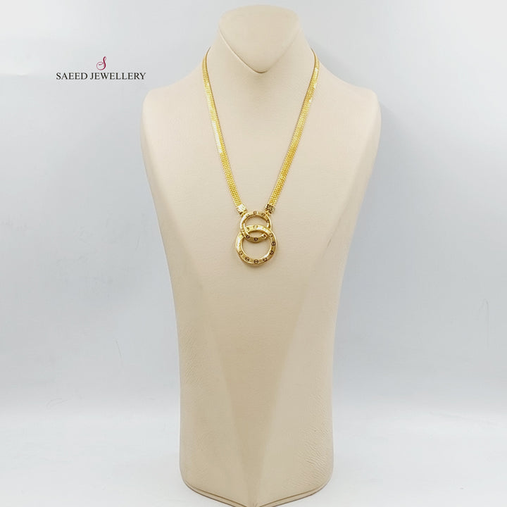 21K Gold Enameled Fancy Necklace by Saeed Jewelry - Image 4