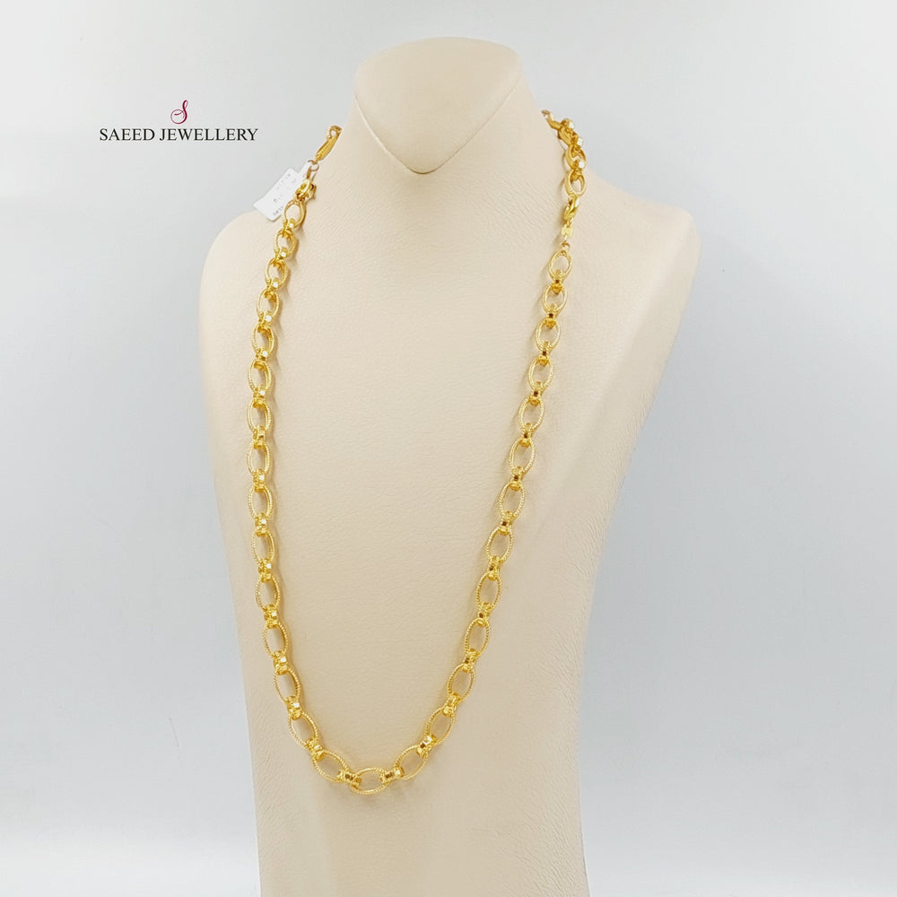 21K Gold Engraved Cuban Links Necklace by Saeed Jewelry - Image 2