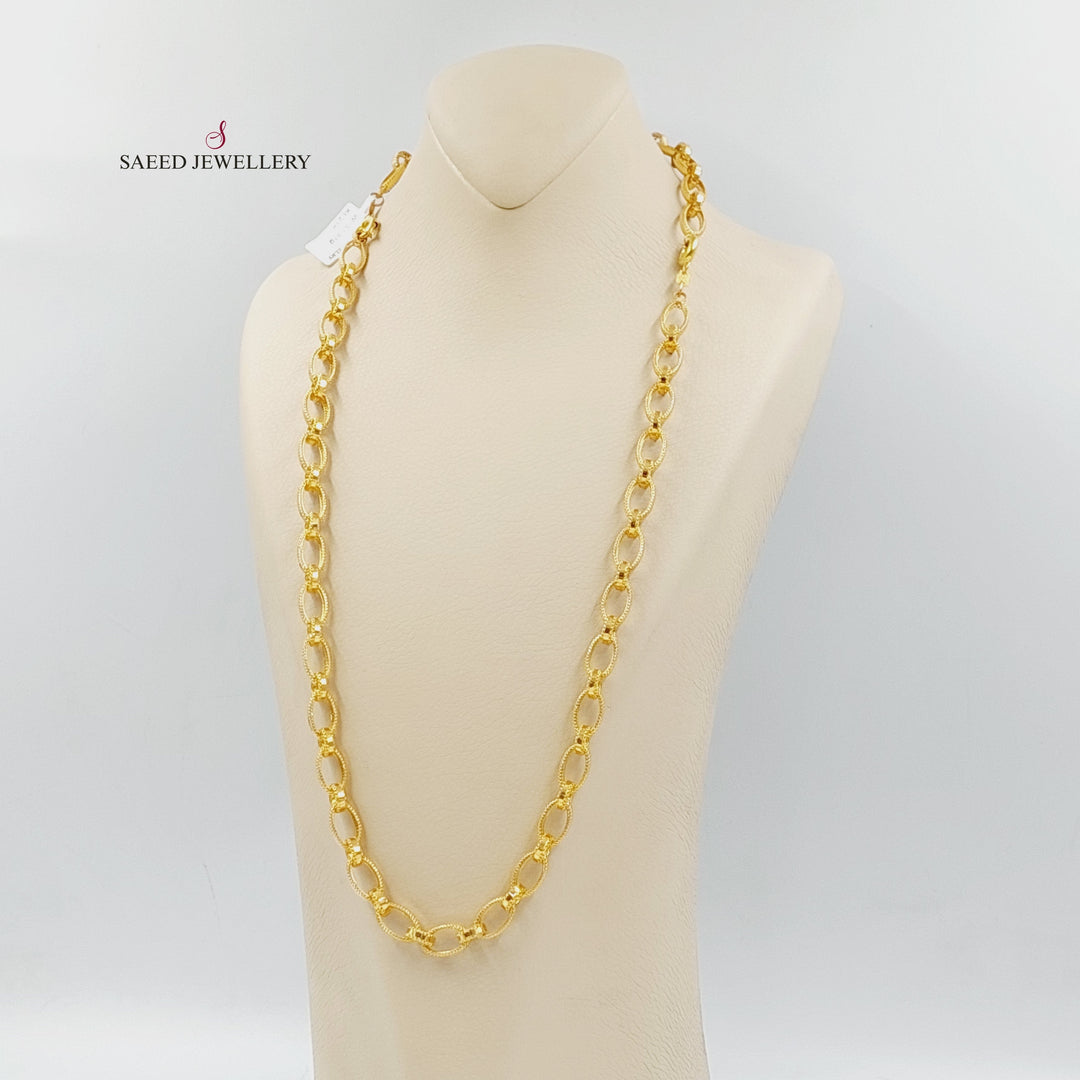 21K Gold Engraved Cuban Links Necklace by Saeed Jewelry - Image 2